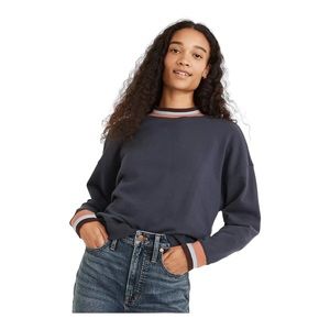 Madewell Mock Neck sweatshirt• Retro Style #NC755•Medium•Navy•(Re)sourced cotton